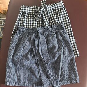 J. CREW Blue Striped & Navy Gingham Women's Skirt Duo
